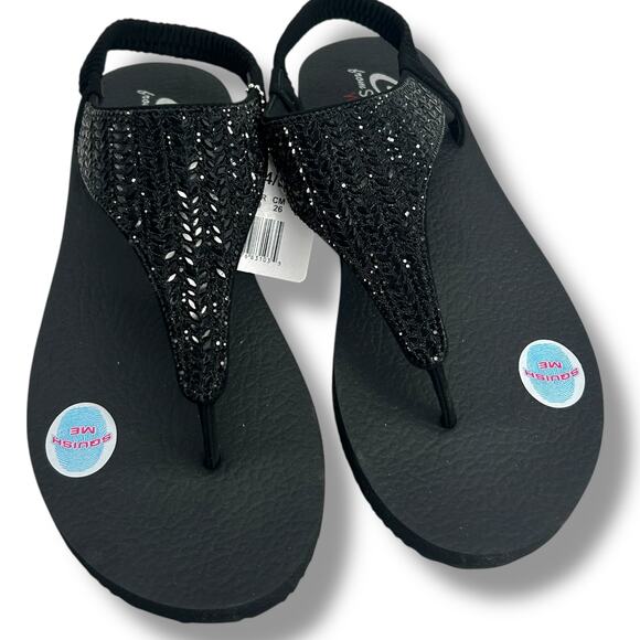 NEW Skechers Meditation Glamour Muse Sandals Size 9 Black Embellished Rhinestone - Picture 3 of 11